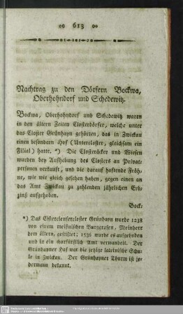 Nachtrag zu den Dörfern Bockwa, Oberhohndorf und Schedewitz