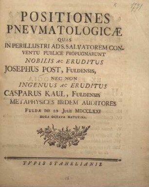 Positiones pneumatologicae
