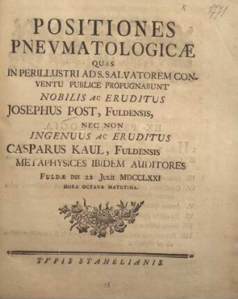 Positiones pneumatologicae