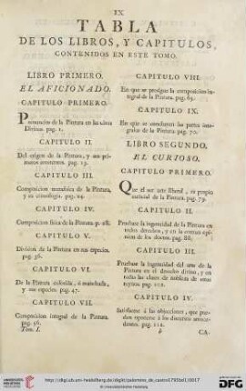 Tabla de los libros, y capitulos, contenidos en este tomo.