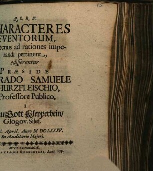Characteres Eventorvm, Qvatenus ad rationes imperandi pertinent