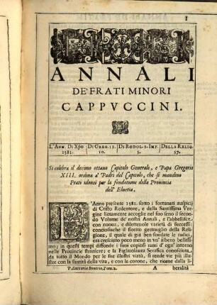 Annali De'Frati Minori Cappvccini, 2,1