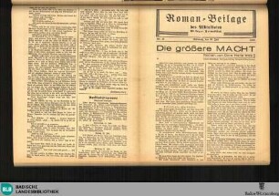 Der Albtalbote : Ettlinger Heimatblatt ; Mittelbadischer Kurier ; Badischer Landsmann, Roman-Beilage
