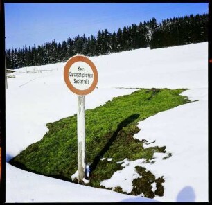 Breitnau: Straßenschild mit grünem Wiesenfleck