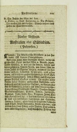 Fünfter Abschnitt. Australien oder Suedindien (Polynesien)
