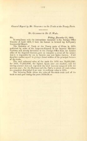 General report by Mr. Grosvenor on the trade at the treaty ports