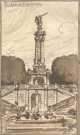 Fischer, Theodor; Phantasie-Zeichnungen - Friedensdenkmal (Ansicht)