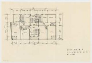 Wohnhäuser Prinzregentenstraße 8 / Güntzelstraße 9, Berlin-Wilmersdorf: Grundriss 1.-4. Obergeschoss 1:100