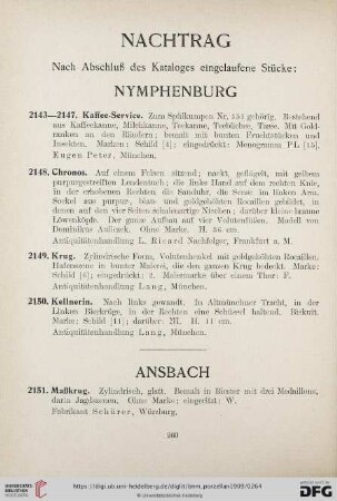 Nachtrag (Nr. 2143 - 2151)