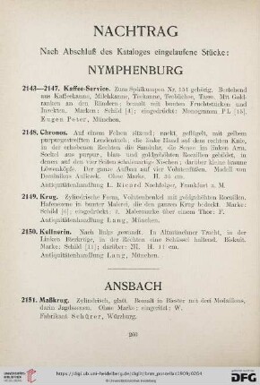 Nachtrag (Nr. 2143 - 2151)