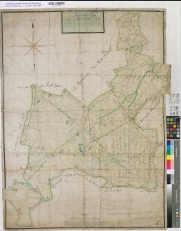 Riemke (Bochum) Vermessung der Riemker Voede 1773 100 rh. Ruten = 18,5 cm 99 x 72 kol. Zeichnung Bielitz KSA Nr. 1248