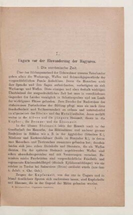 I. Ungarn vor der Einwanderung der Magyaren