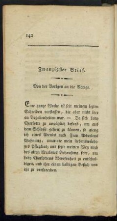 Zwanzigster Brief. Von der Vorigen an die Vorige.