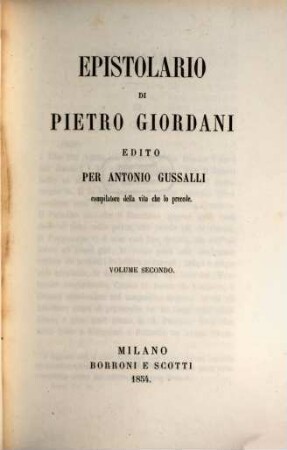 Opere di Pietro Giordani, 2. Epistolario di Pietro Giordani ; 2