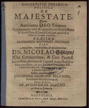 Dissertatio Iuridico-Politica De Maiestate