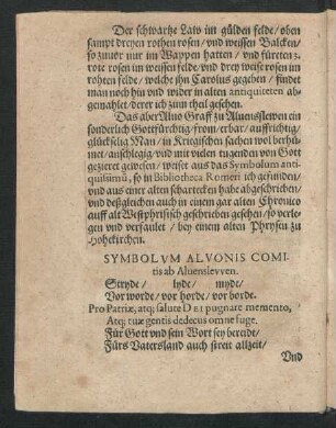 Symbolum Alvonis Comitis ab Alvenslevven.