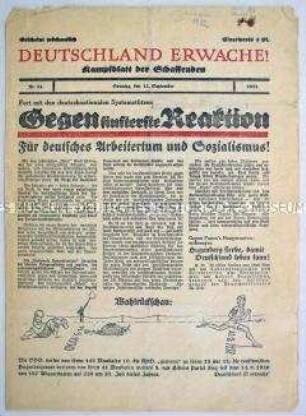 NS-Wochenblatt "Deutschland erwache!" mit sozialdemagogischer Wahlpropaganda ("für deutsches Arbeitertum und Sozialismus)