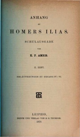 Anhang zu Homers Ilias, Schulausgabe, 2. Erläuterungen zu Gesang IV - VI