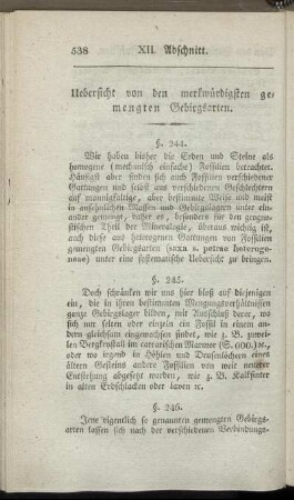 Uebersicht von den merkwürdigsten gemengten Gebirgsarten.