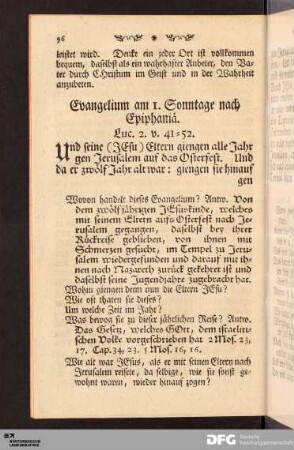 Evangelium am 1.-6. Sonntage nach Epiphaniae.