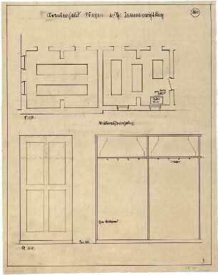 Billing, Hermann; Singen; Krankenhaus - Kleideraufbewahrung (Grundriss; Ansicht; Schnitt)