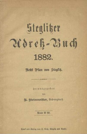 1882: Steglitzer Adressbuch