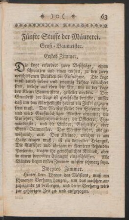 Fünfte Stuffe der Mäurerei. Groß-Baumeister