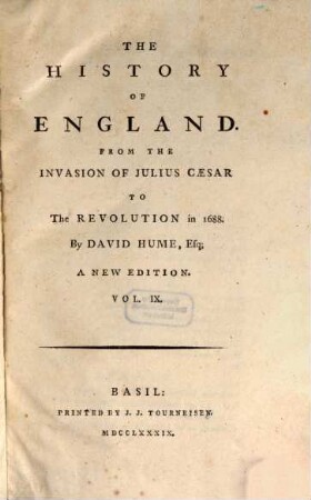 The History Of England : From The Invasion Of Julius Caesar To The Revolution in 1688., 9