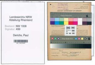 Entnazifizierung Paul Derichs , geb. 29.11.1896 (Angestellter)