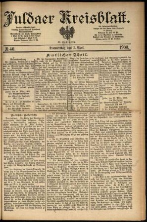 Erste Ausgabe vom Donnerstag, den 05. April 1900.