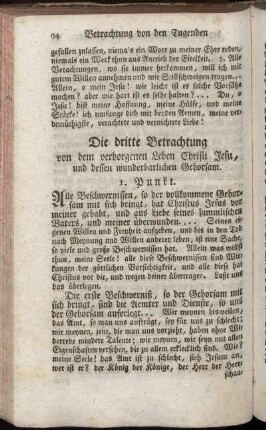 Die dritte Betrachtung von dem verborgenen Leben Christi Jesu, und dessen wunderbarlichen Gehorsam