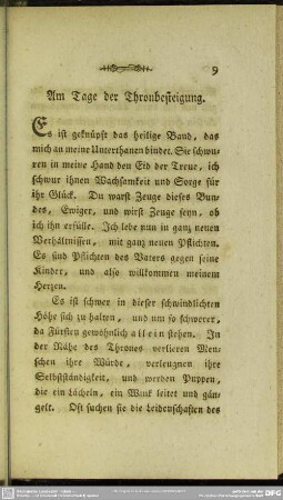 Am Tage der Thronbesteigung