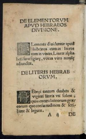 De Elementorum Apud Hebraeos Divisione.