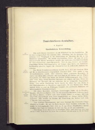 Desinfektions-Anstalten. 8. Kapitel. Geschichtliche Entwickelung.