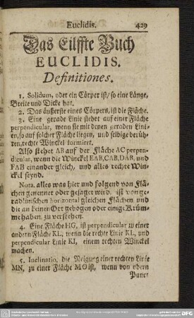 Das Eilffte Buch Euclidis
