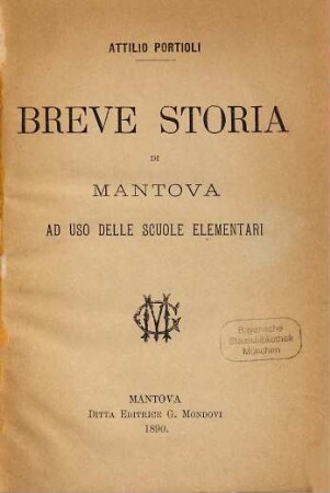 Breve storia di Mantova ad uso delle scuole elementari