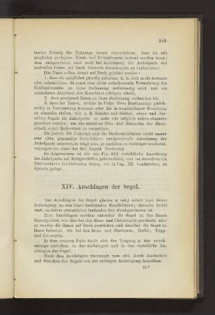 XIV. Anschlagen der Segel.