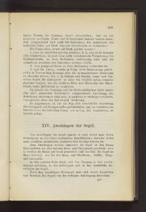 XIV. Anschlagen der Segel.
