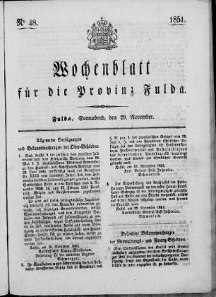 Nr. 48, Ausgabe vom 29. November 1851