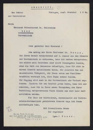 Verleihung des Titels eines außerordentlichen Professors 1933-34