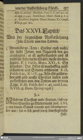 Das XXVI. Capitel. Von der siegreichen Aufferstehung Jesu Christi von den Todten