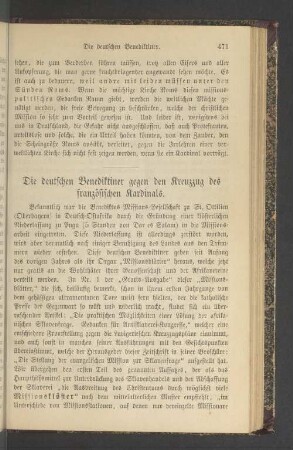 Die deutschen Benediktiner gegen den Kreuzzug des französischen Kardinals