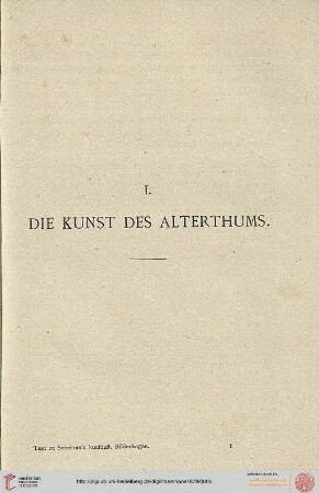 I: Die Kunst des Alterthums