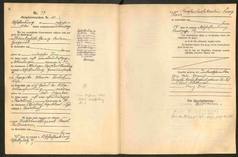 Standesamtsbuch der Stadt Aschaffenburg: Eheschließungen 252/1930 - 130/1931