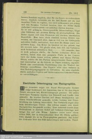 Electrische Uebertragung von Photographien