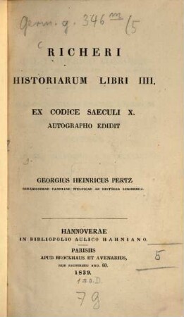 Richeri Historiarum libri IIII.