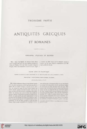 Troisième partie: Antiquités grecques et romaines