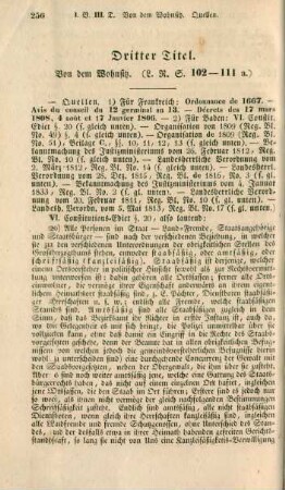 Dritter Titel. Von dem Wohnsitz. (L. R. S. 102 - 111a.)
