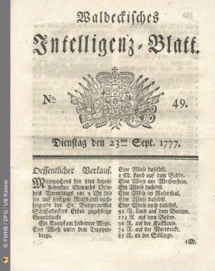 No. 49. Dienstag den 23ten Sept. 1777