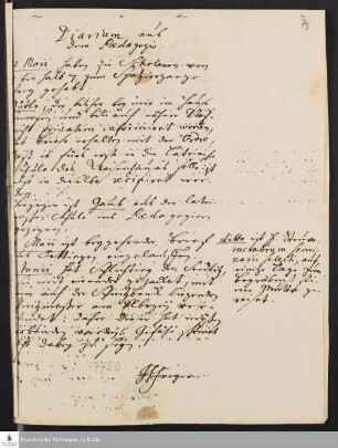Tagebuch von Hieronymus Freyer.